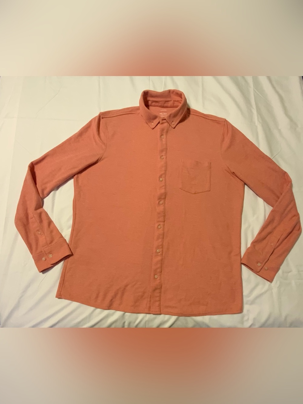 Sonoma Men’s Button Down Soft Cotton Knit Shirt Long Sleeve Size XXL Light Red